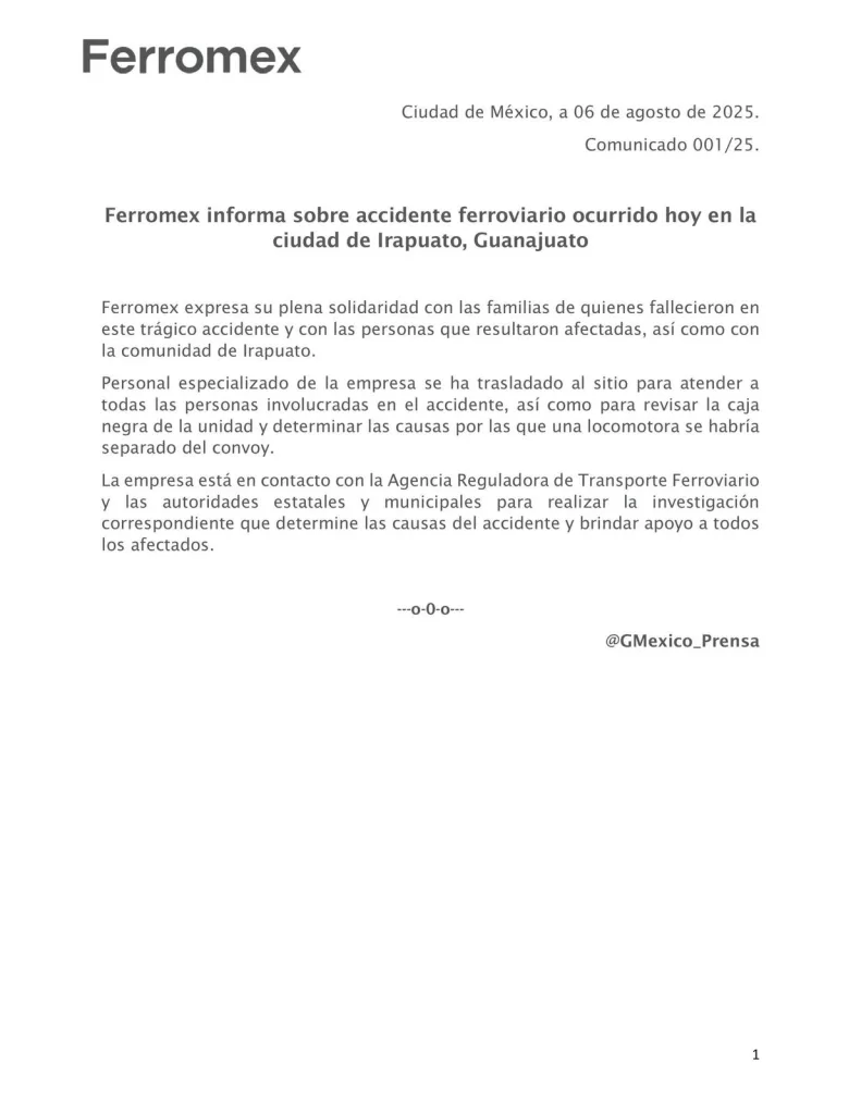 Comunicado Ferromex